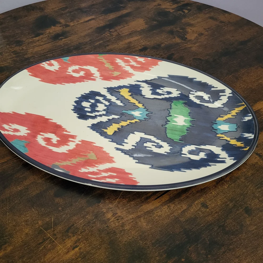 Williams Sonoma Schumacher Ikat  Melamine oval 18 1/2  X 12 1/2 platter